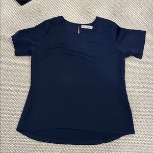 Navy Silk Tee  Custom made silk high low blouse
